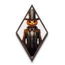 Elegant pumpkinhead in haunted tuxedo Canvas Art Print exuding gothic charm and Halloween mystery through Diamond Shaped Art
