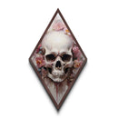 Goth Skull Bleeding Roses Diamond Shaped Art, Floral Macabre Canvas Art Print Blending Romantic Grunge and Halloween Aesthetic