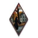 Halloween Abstract Art, Canvas Textured Print, Witch On The Streets of Salem, Halloween Decor- Witchcraft Art