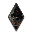 Victorian Witch Brewing Spells Diamond Shaped Art Halloween Decor Canvas Art Print in Dark Academia Gothic Style