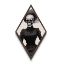 Grim Beauty Diamond Shaped Art Victorian Skeleton Lady Canvas Embossed Print Gothic Halloween Macabre Fine Art Wall Hanging
