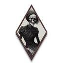 Haunting Elegance Diamond Shaped Art Gothic Skeleton Woman Canvas Art Print Halloween Victorian Dark Academia Macabre Decor