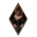 Cute Victorian Vampire Bat Portrait, Diamond Shaped Halloween Decor, Dark Academia Bat Painting Print