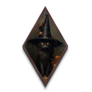 Black Cat With a Witch's Hat, Diamond Shaped Canvas Art Print, Halloween Painting Decor, Witchy Decor
