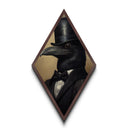 Classic Raven Dressed in Formal Attire Diamond Shaped Art Canvas Embossed Print Halloween Decor Victorian Dark Academia Style