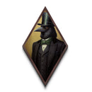 Raven Gentleman in Top Hat Dark Academia Diamond Shaped Art Canvas Embossed Print Victorian Gothic Halloween Decor