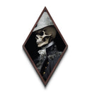 Side Profile Skull in Silver Trim Diamond Shaped Art Canvas Art Print Baroque Vampire Gothic Halloween Aesthetic Artwork