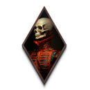 Regal Skull in Golden Crimson Suit Diamond Shaped Art Canvas Embossed Print Gothic Aristocratic Halloween Macabre Style