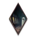 Haunted Arcade Scene with Ghost Diamond Shaped Art Canvas Art Print Retro Eerie Halloween Aesthetic Creepy Ghostcore Artwork