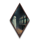 Vintage Ghost in Abandoned Arcade Diamond Shaped Art Canvas Art Print Halloween Gothic Vaporwave Spooky Gamer Aesthetic