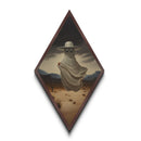 Cowboy Ghost Floating in Desert Diamond Shaped Art Canvas Art Print Western Halloween Surreal Spooky Southwestern Home Decor