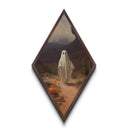 Ghost Among Cactus and Pumpkins Diamond Shaped Art Canvas Art Print Halloween Desert Haunting Spooky Cute October Aesthetic