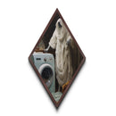 Haunted Spirit Doing Laundry Diamond Shaped Art Canvas Art Print Halloween Gothic Paranormal Ghostcore Dark Academia Aesthetic