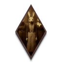 Vintage rabbit-headed woman surrounded by eerie companions immortalized in Diamond Shaped Art as a gothic Halloween Canvas Embossed Print