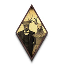 Antlered couple in eerie Victorian attire depicted in elegant Diamond Shaped Art on Canvas Art Print moody gothic Halloween home decor