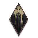 Long-faced creature with elongated ears and cloak captured in ghostly Diamond Shaped Art format as Victorian Canvas Embossed Print Halloween