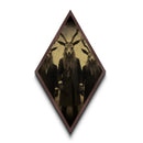 Dark academia forest cult members in suits Diamond Shaped Art Canvas Embossed Print echoing eerie Victorian Halloween mythology