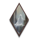 Diamond Shaped Art Abandoned Ruins Ghost Canvas Embossed Print, Victorian Gothic Halloween Wall Decor, Dark Academia Paranormal Spirit