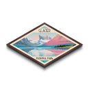 Glacier National Park Diamond Shaped Travel Poster Art Canvas Art Print, Canvas Wall Art, Travel Gift, Montana Travel Art