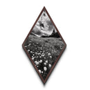 Black White Meadow Diamond Shaped Canvas Art Print, Monochrome Nature Photography, Wildflower Landscape Rustic Wall Decor