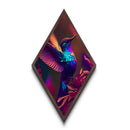 Hummingbird Radiance – Diamond Shaped Canvas Embossed Print with Neon Tropical Bird Art, Vibrant Floral Wildlife Home Wall Decor