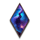 Cosmic Spirit Rise – Diamond Shaped Canvas Embossed Print with Nebula Goddess Art, Galaxy Fantasy Decor, Dreamy Space Painting
