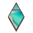 Crystal Lagoon Shore – Diamond Shaped Canvas Textured Print with Tropical Beach Scene, Aqua Blue Ocean Wall Decor, Island Vibes Art