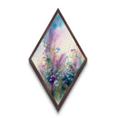 Misty Petal Field Diamond Shaped Canvas Textured Print, Wildflowers and Sky Pastel Watercolor Floral Wall Art Nature Gift