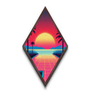 Synthwave Sundown – Diamond Shaped Vaporwave Sunset Landscape Canvas Art Print with Neon Ocean Grid and Retro 80s Aesthetic