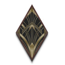 Deco Luxe Geometry – Diamond Shaped Canvas Embossed Print in black gold palette, glamorous geometric luxury art deco wall decor accent piece