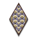 Lavender Deco Layers Diamond Shaped Canvas Textured Print, Art Nouveau Fan Motif, Pastel Pattern Geometric Wall Accent