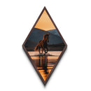Wild Sunset Gallop Diamond Shaped Canvas Art Print, Chestnut Horse Water Splash, Western Nature Home Wall Decor Gift