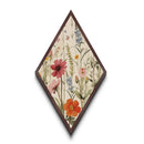 Orange and Blue Wildflowers Diamond Shaped Canvas Embossed Print, Garden Botanical Print, Rustic Floral Nature Artwork