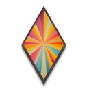 Radiant Color Burst – Diamond Shaped Canvas Textured Print, modern geometric wall art, vibrant retro pop style, midcentury home decor
