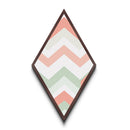Soft Modern Stripes Diamond Shaped Canvas Textured Print with pastel chevron design retro nursery decor abstract pattern in green pink white