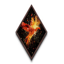 Phoenix Rising Blaze Diamond Shaped Canvas Art Print, Fiery Bird Wall Decor, Celestial Abstract Flame Painting, Spiritual Power Art