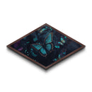 Nocturne Butterflies – Diamond Shaped Midnight Forest Insects Canvas Embossed Print with glowing wings, bioluminescent ambiance, deep tones