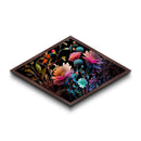 Midnight Florals Bloom – Diamond Shaped Canvas Art Print with watercolor bouquet, vivid dark florals, moody botanical modern floral wall art