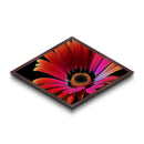 Vibrant Sunset Petals Diamond Shaped Canvas Textured Print, Red Orange Flower Wall Art, Modern Botanical Gift, Floral Bedroom Decor