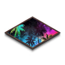 Neon Tropics Sky Diamond Shaped Canvas Embossed Print, Palm Tree Galaxy Art, Colorful Tropical Decor, Teen Room Wall Accent