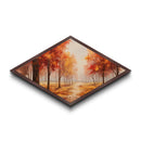Fall Centerpiece Wall Art, Orange Leaves, Diamond Shaped Canvas Art Print, Canvas Texture Art, The Changing Of The Seasons