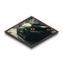 Diamond Shaped Night Drive – Canvas Art Print with Black Sports Car Motion Scene, Sleek Auto Wall Art, Futuristic Garage Decor