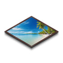 Tropical Blue Escape Diamond Shaped Beach Canvas Art Print palm tree ocean paradise wall decor coastal summer sea lover gift idea