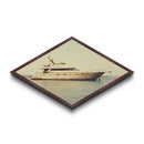 Weathered Yacht Still Diamond Shaped nautical boat scene Canvas Textured Print marina-inspired sea lover gift modern living decor