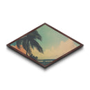 Coastal Palm Skies — Diamond Shaped Canvas Textured Print beach house decor, tropical art, summer vibes, pastel boho wall hanging