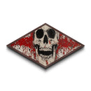 Splattered Skull Horror Diamond Shaped Canvas Textured Print abstract gothic art Halloween wall decor edgy red black painting