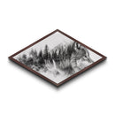Wolf Waterfall Gaze Diamond Shaped Canvas Art Print nature forest landscape wall art rustic woodland gift black white decor