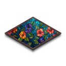 Floral Stained Mosaic Diamond Shaped Canvas Textured Print Garden Flower Art Colorful Boho Wall Piece Mother's Day Gift Idea