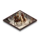 Snowy Ride Together Diamond Shaped Canvas Textured Print rustic winter cowboy wall art lodge decor western cabin Christmas gift
