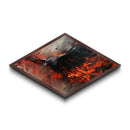 Inferno Raven Rise Diamond Shaped Canvas Art Print fierce dark bird fantasy fire painting intense mythical room decor gothic art lover gift